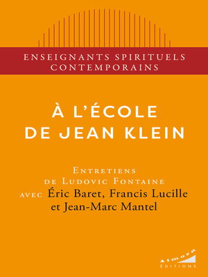 cover image of A l'école de Jean Klein